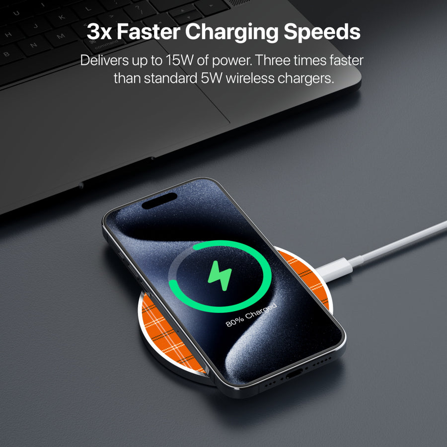 MyBat Design Lab Series Wireless Charging Pad - Silver - Pumpkin Plaid - MCGWIRC22SL-244-5.jpg