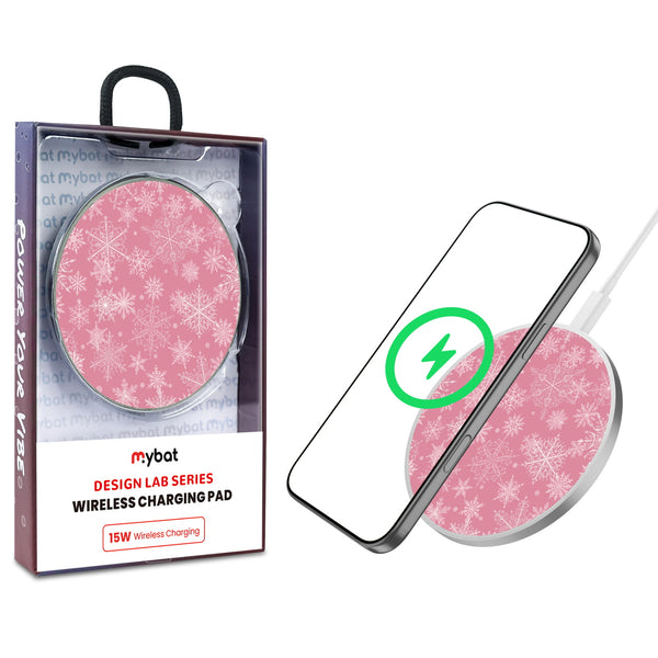 MyBat Design Lab Series Wireless Charging Pad - Silver - Pink Snowflakes - MCGWIRC22SL-282-1.jpg