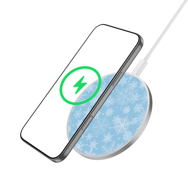 MyBat Design Lab Series Wireless Charging Pad - Silver - Blue Snowflakes - MCGWIRC22SL-283-2.jpg