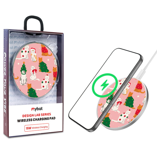 MyBat Design Lab Series Wireless Charging Pad - Silver - Meowy Christmas - MCGWIRC22SL-286-1.jpg