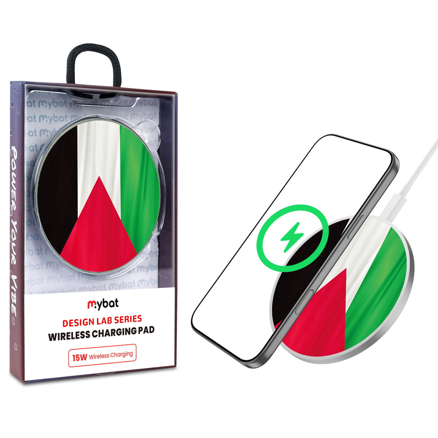 MyBat Design Lab Series Wireless Charging Pad - Silver - Palestine Flag - MCGWIRC22SL-306-1.jpg