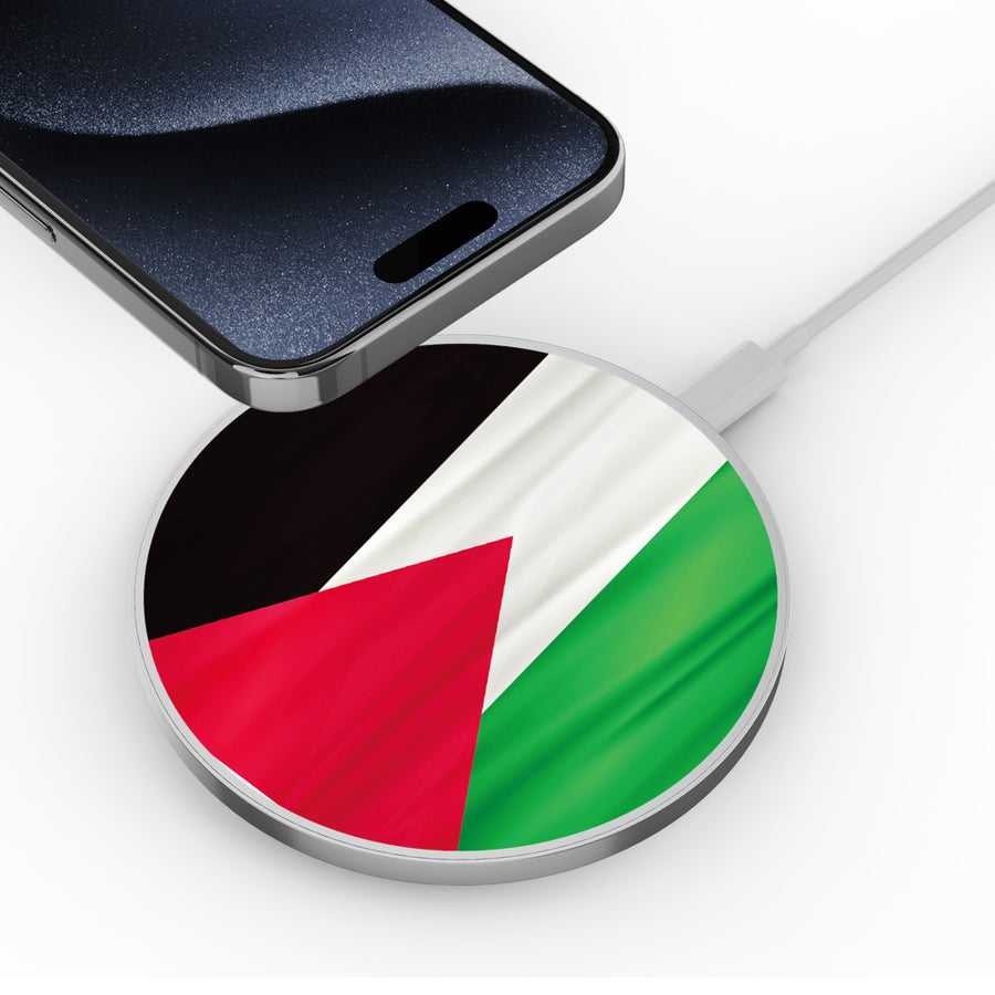 MyBat Design Lab Series Wireless Charging Pad - Silver - Palestine Flag - MCGWIRC22SL-306-4.jpg
