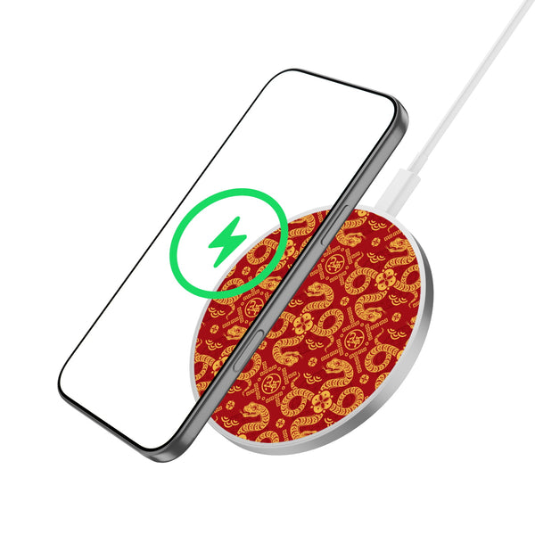 MyBat Design Lab Series Wireless Charging Pad - Silver - Golden Snake Dance - MCGWIRC22SL-317-2.jpg