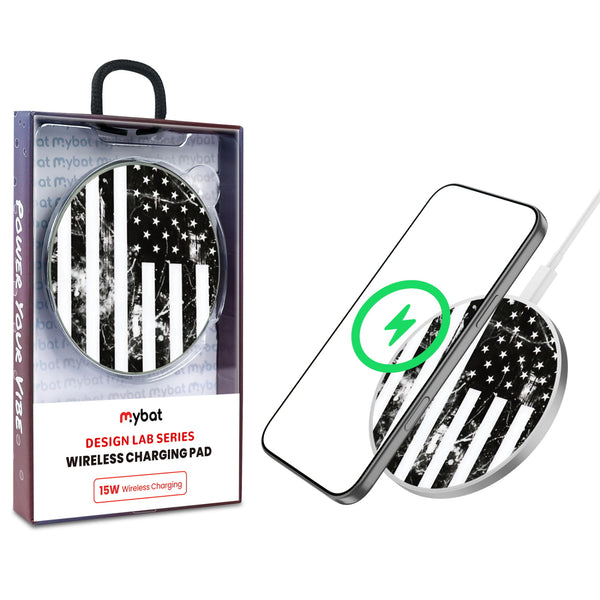 MyBat Design Lab Series Wireless Charging Pad - Silver - Distress US Flag - MCGWIRC22SL-344-1.jpg