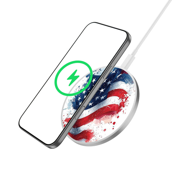 MyBat Design Lab Series Wireless Charging Pad - Silver - Patriotic Flag Painiting - MCGWIRC22SL-346-2.jpg