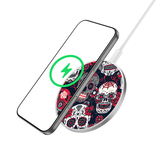 MyBat Design Lab Series Wireless Charging Pad - Silver - Sugar Rose Skulls - MCGWIRC22SL-418-2.jpg