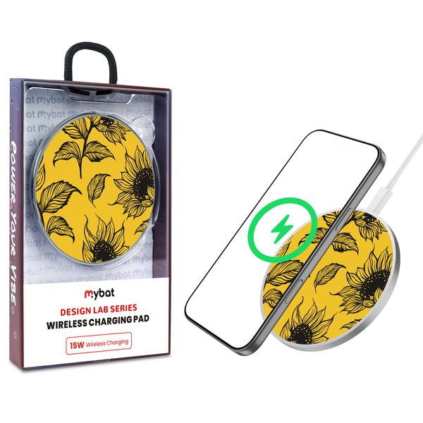 MyBat Design Lab Series Wireless Charging Pad - Silver - Golden Sunflowers - MCGWIRC22SL-444-1.jpg