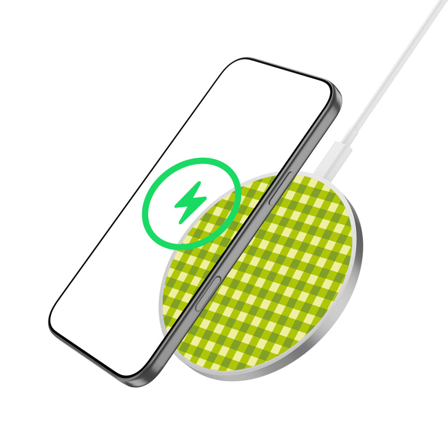 MyBat Design Lab Series Wireless Charging Pad - Silver - Green Gingham - MCGWIRC22SL-476-2.jpg