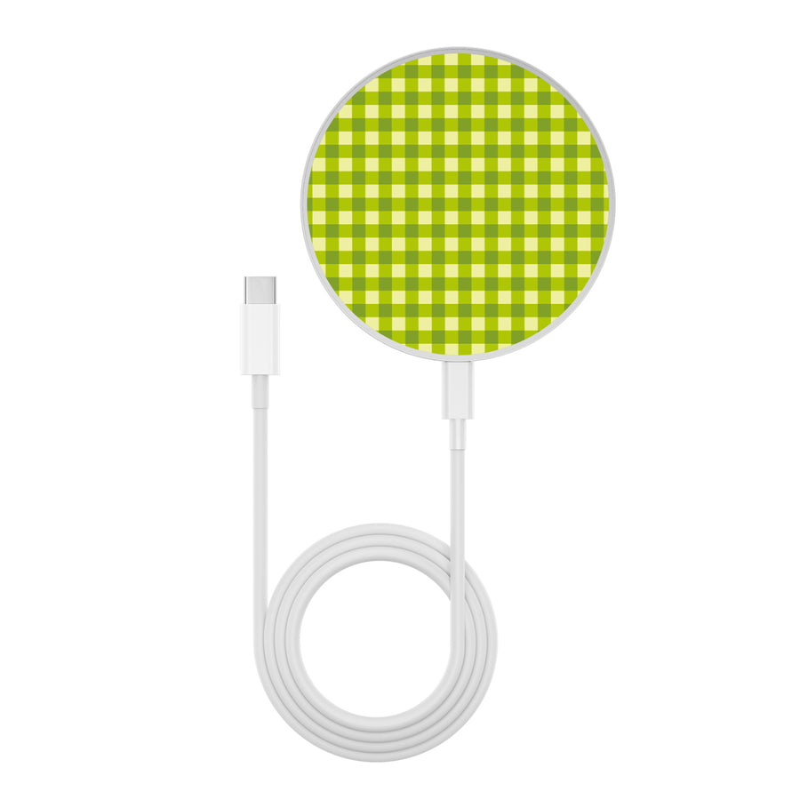 MyBat Design Lab Series Wireless Charging Pad - Silver - Green Gingham - MCGWIRC22SL-476-3.jpg