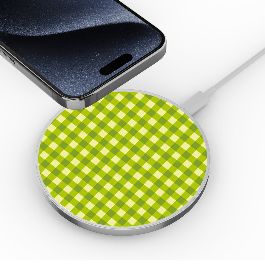 MyBat Design Lab Series Wireless Charging Pad - Silver - Green Gingham - MCGWIRC22SL-476-4.jpg