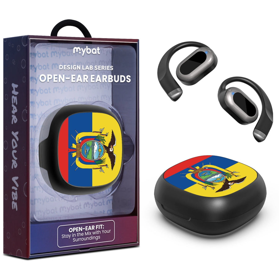 MyBat Design Lab Open-Ear Earbuds - Black - Ecuadorean Flag