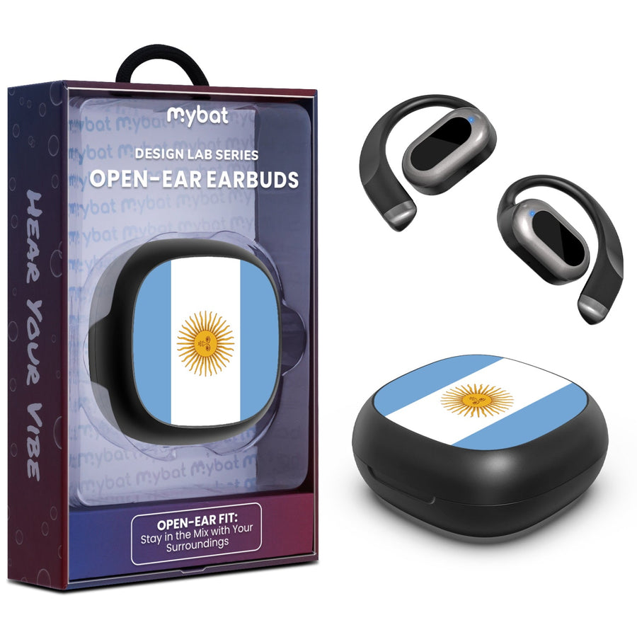 MyBat Design Lab Open-Ear Earbuds - Black - Argentinian Flag