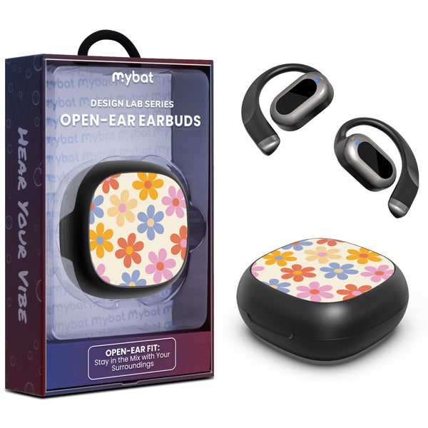 MyBat Design Lab Open-Ear Earbuds - Black - Retro Daisies - MFHSBTST251-137-1.jpg