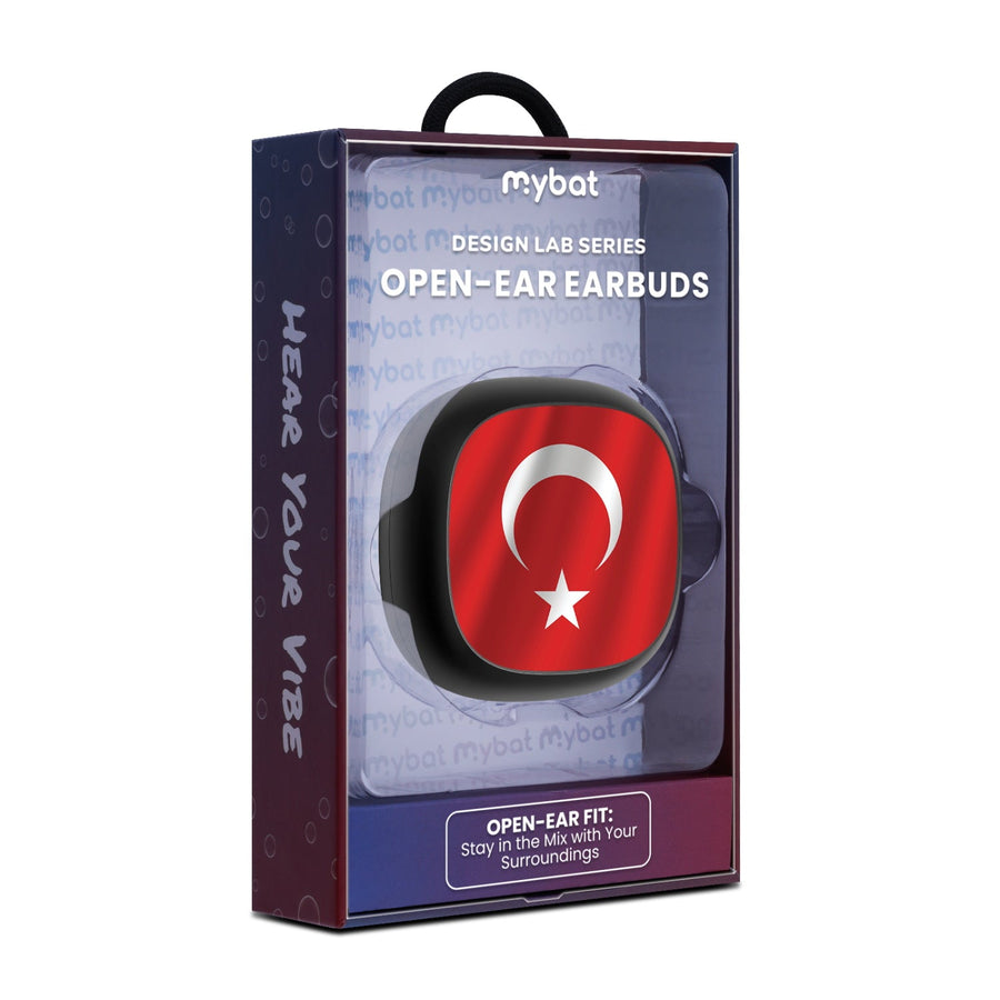 MyBat Design Lab Open-Ear Earbuds - Black - Turkey Flag