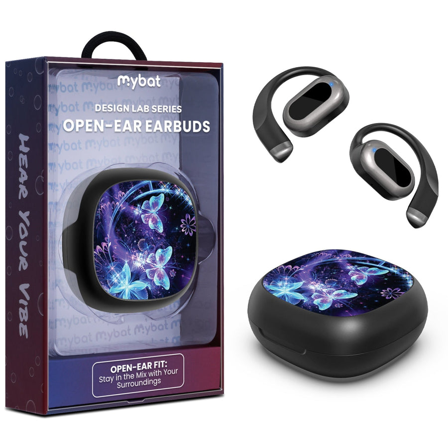 MyBat Design Lab Open-Ear Earbuds - Black - Butterfly Magic