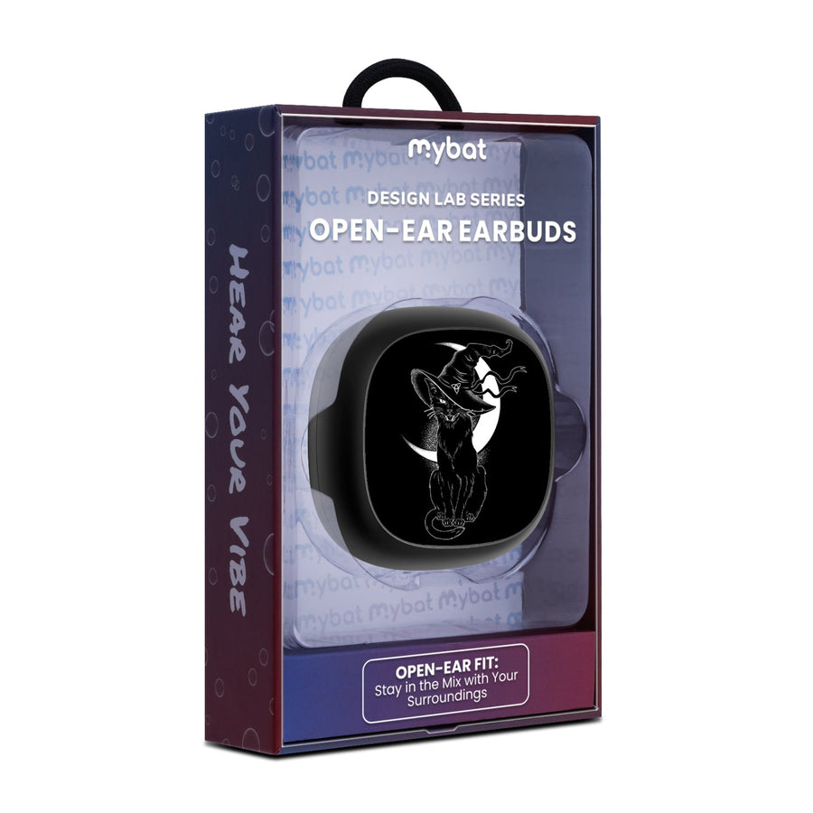 MyBat Design Lab Open-Ear Earbuds - Black - Black Cat Magic