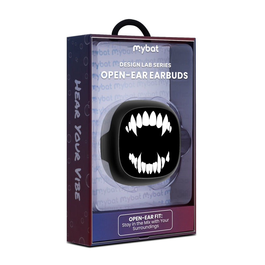 MyBat Design Lab Open-Ear Earbuds - Black - Vampire Fangs