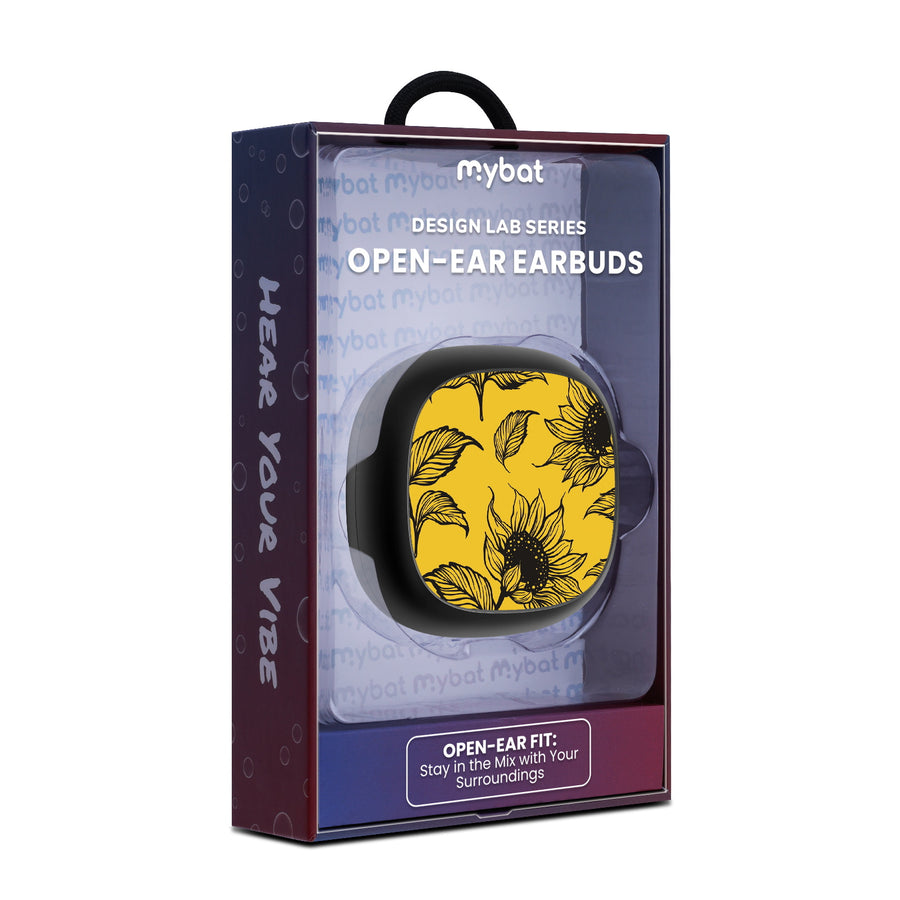 MyBat Design Lab Open-Ear Earbuds - Black - Golden Sunflowers - MFHSBTST251-444-10.jpg