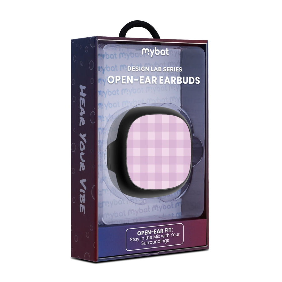 MyBat Design Lab Open-Ear Earbuds - Black - Purple Plaid