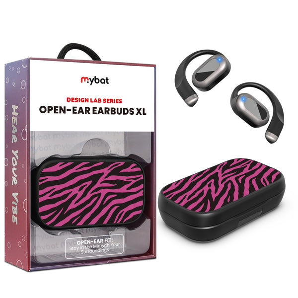 MyBat Design Lab Open-Ear Earbuds XL - Black - Pink Zebra Print - MFHSBTST271-010-1.jpg