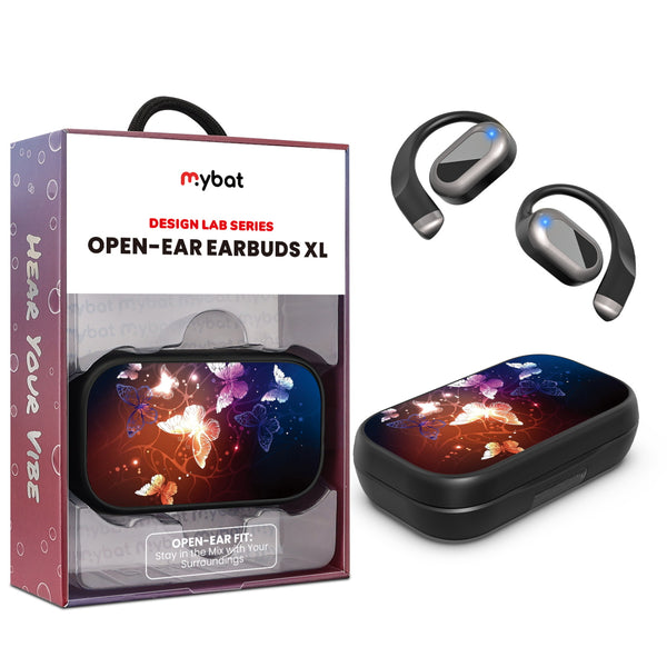MyBat Design Lab Open-Ear Earbuds XL - Black - Neon Butterflies - MFHSBTST271-022-1.jpg