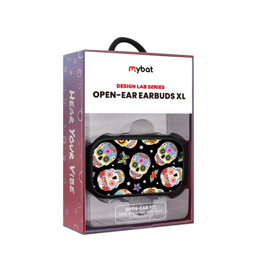 MyBat Design Lab Open-Ear Earbuds XL - Black - Day of the Dead - MFHSBTST271-056-10.jpg