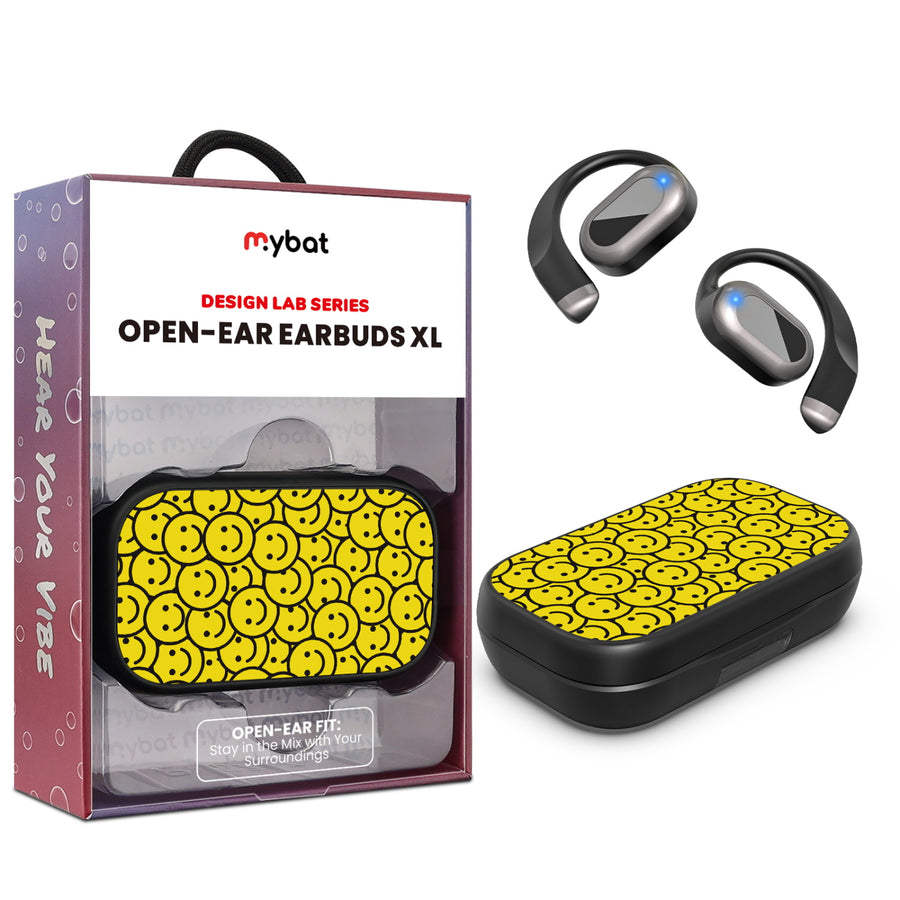 MyBat Design Lab Open-Ear Earbuds XL - Black - Smiley Faces - MFHSBTST271-097-1.jpg
