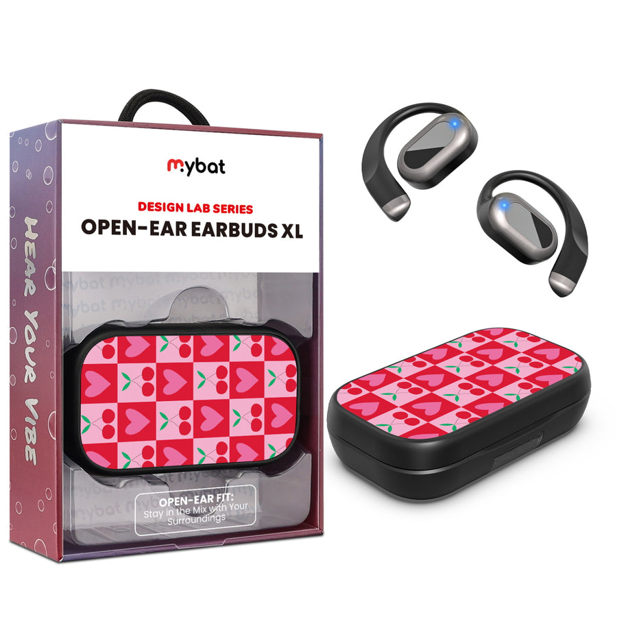 MyBat Design Lab Open-Ear Earbuds XL - Black - Cherry Hearts - MFHSBTST271-334-1.jpg