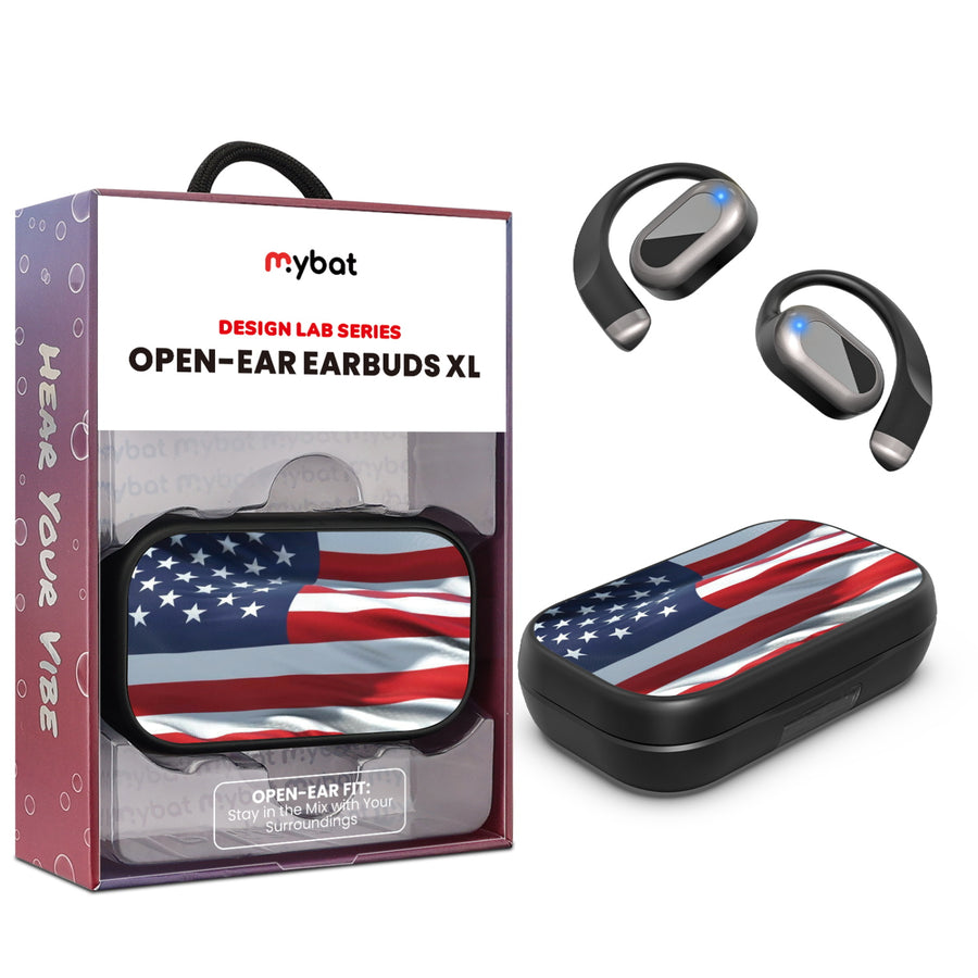 MyBat Design Lab Open-Ear Earbuds XL - Black - Waving USA FLag - MFHSBTST271-367-1.jpg