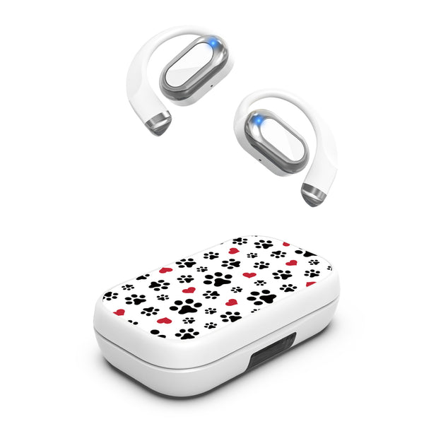 MyBat Design Lab Open-Ear Earbuds XL - White - Paw Prints and Hearts - MFHSBTST272-001-2.jpg