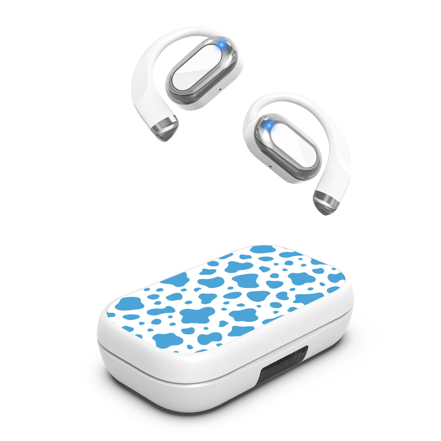 MyBat Design Lab Open-Ear Earbuds XL - White - Blue Cow Print - MFHSBTST272-016-2.jpg
