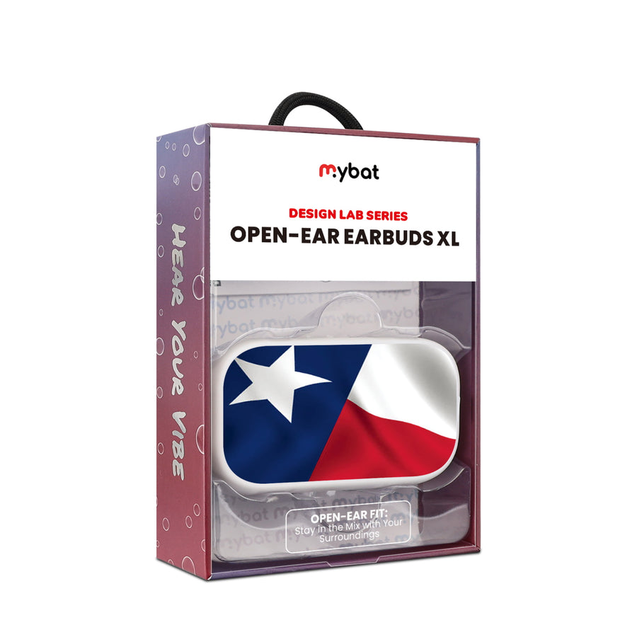 MyBat Design Lab Open-Ear Earbuds XL - White - Texas State Flag - MFHSBTST272-026-10.jpg
