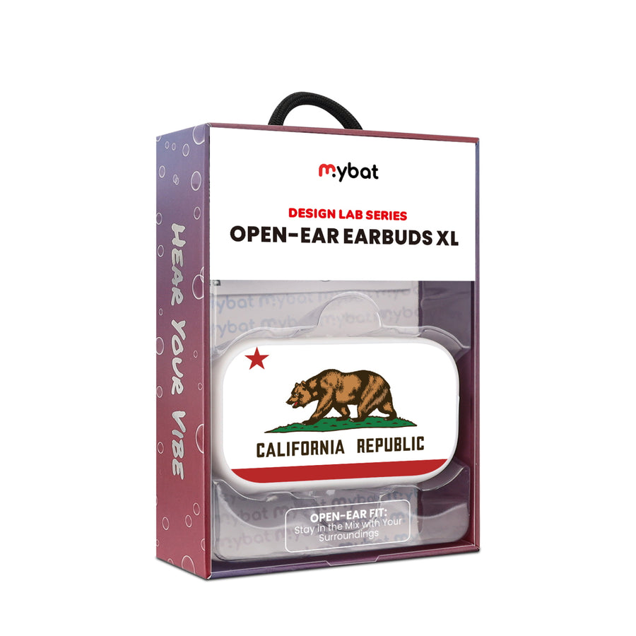 MyBat Design Lab Open-Ear Earbuds XL - White - California State Flag - MFHSBTST272-027-10.jpg