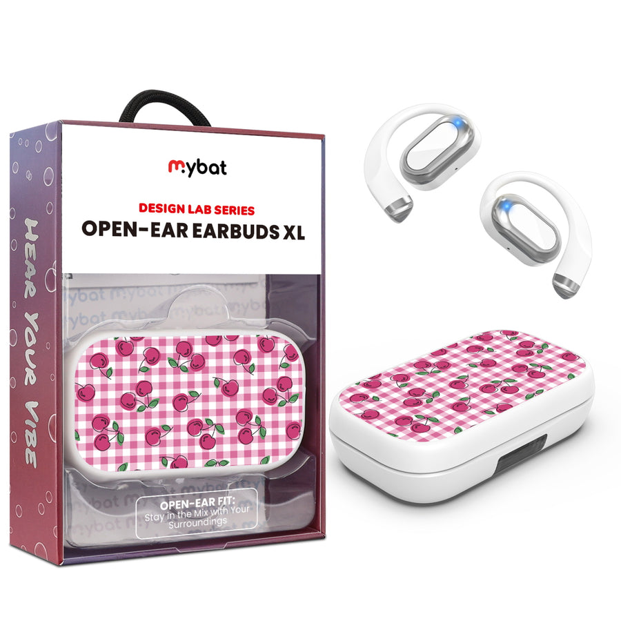 MyBat Design Lab Open-Ear Earbuds XL - White - Pink Cherries - MFHSBTST272-100-1.jpg
