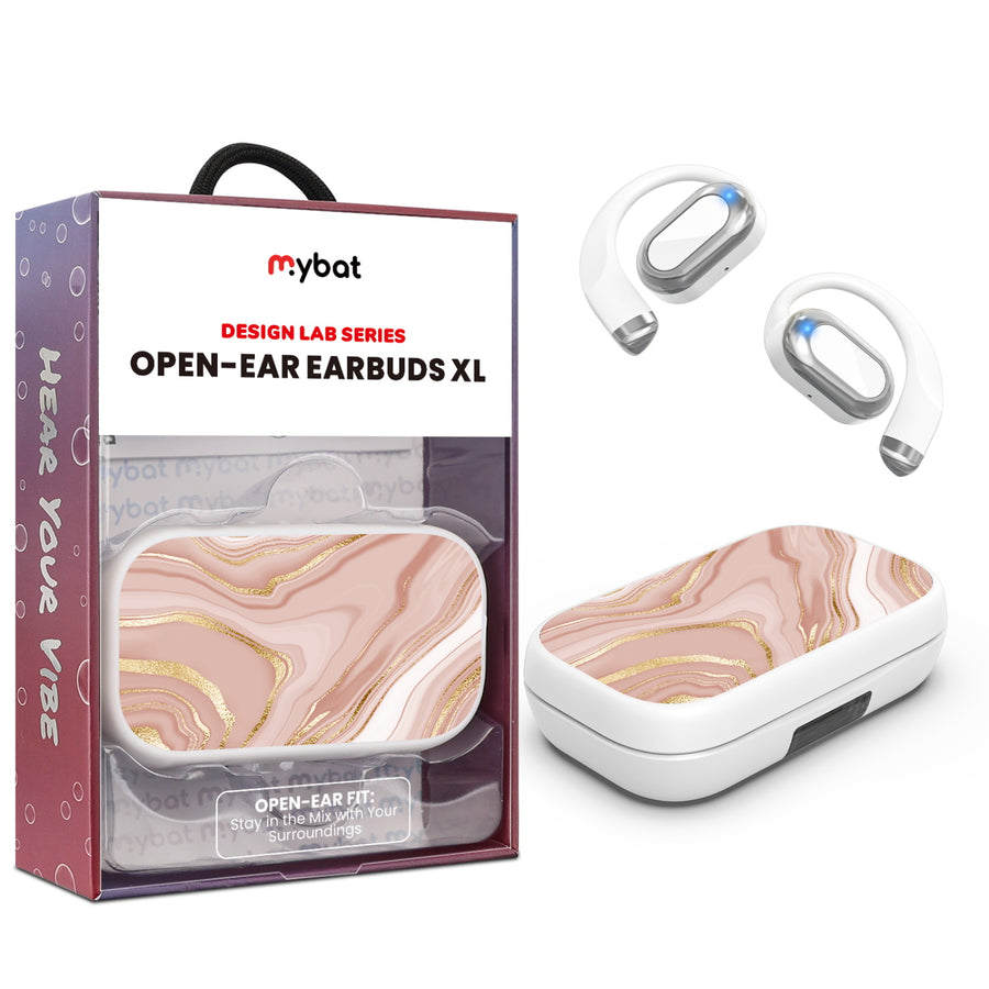 MyBat Design Lab Open-Ear Earbuds XL - White - Pink Marble - MFHSBTST272-107-1.jpg