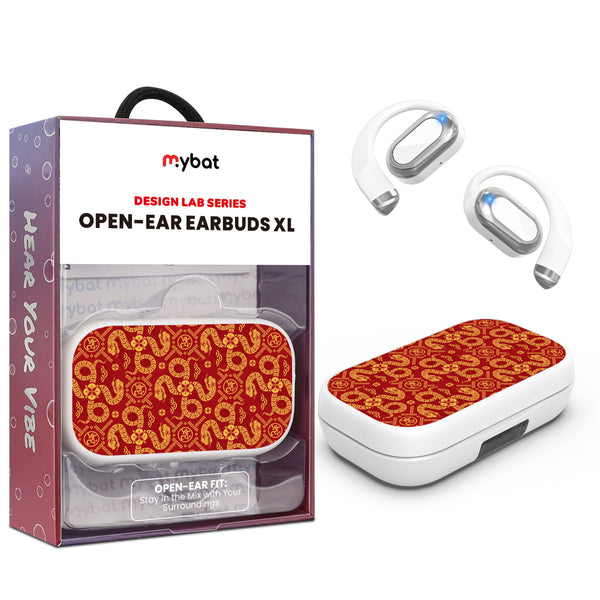 MyBat Design Lab Open-Ear Earbuds XL - White - Golden Snake Dance - MFHSBTST272-317-1.jpg