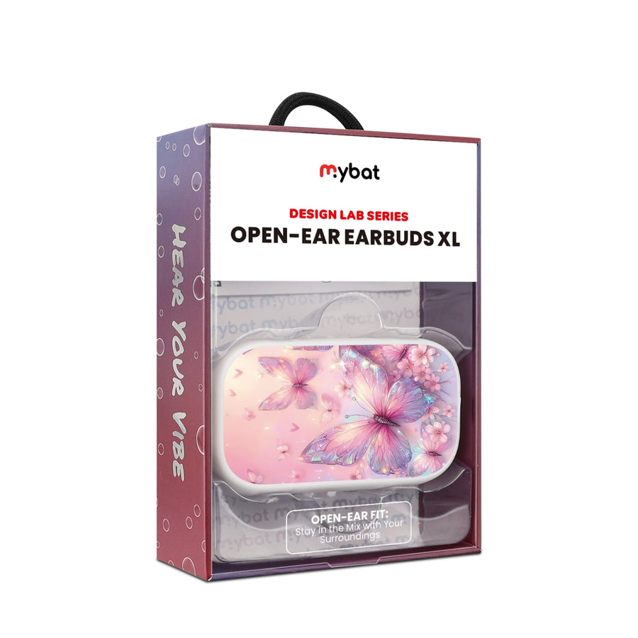 MyBat Design Lab Open-Ear Earbuds XL - White - Pink Butterflies - MFHSBTST272-361-10.jpg