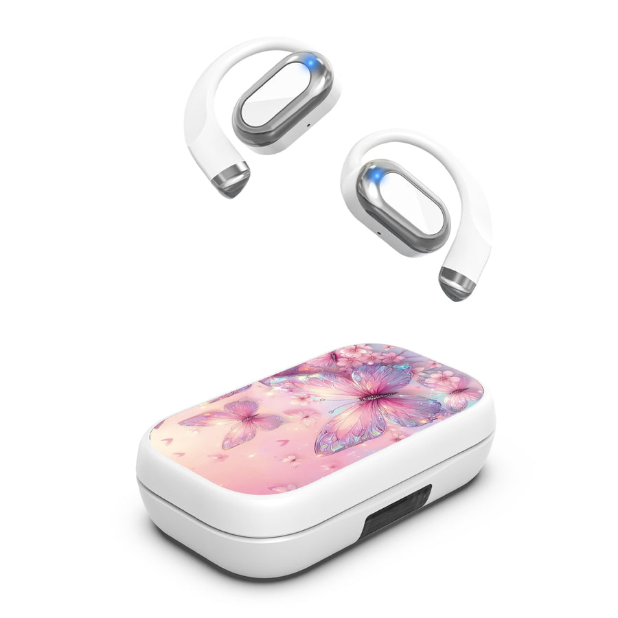 MyBat Design Lab Open-Ear Earbuds XL - White - Pink Butterflies - MFHSBTST272-361-2.jpg