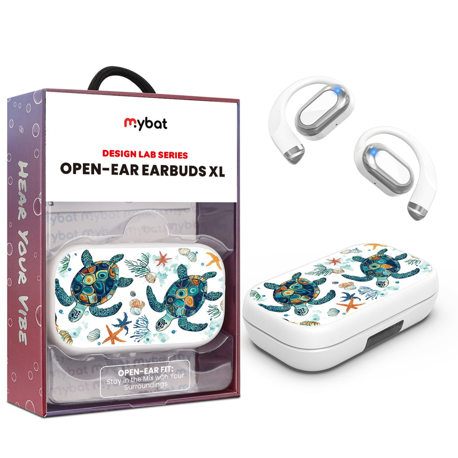 MyBat Design Lab Open-Ear Earbuds XL - White - Sea Turtles - MFHSBTST272-375-1.jpg