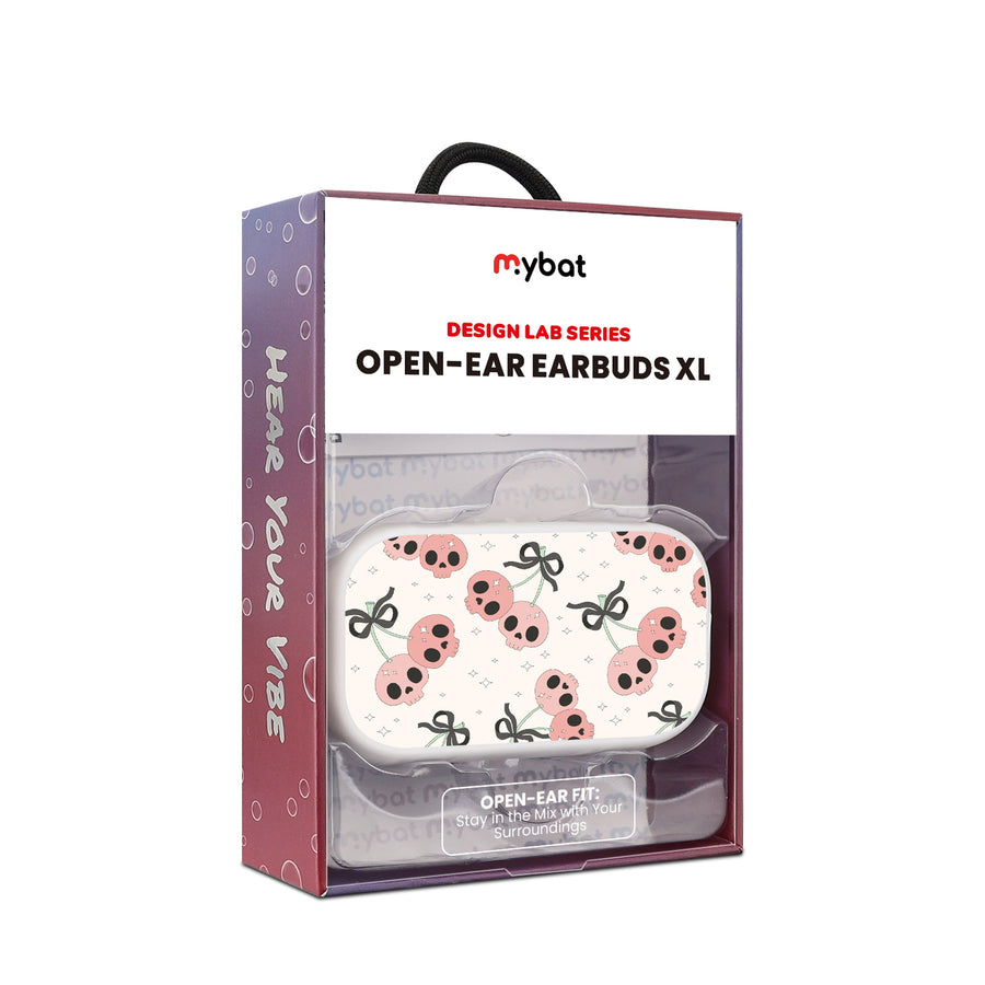 MyBat Design Lab Open-Ear Earbuds XL - White - Cherry Skulls - MFHSBTST272-408-10.jpg