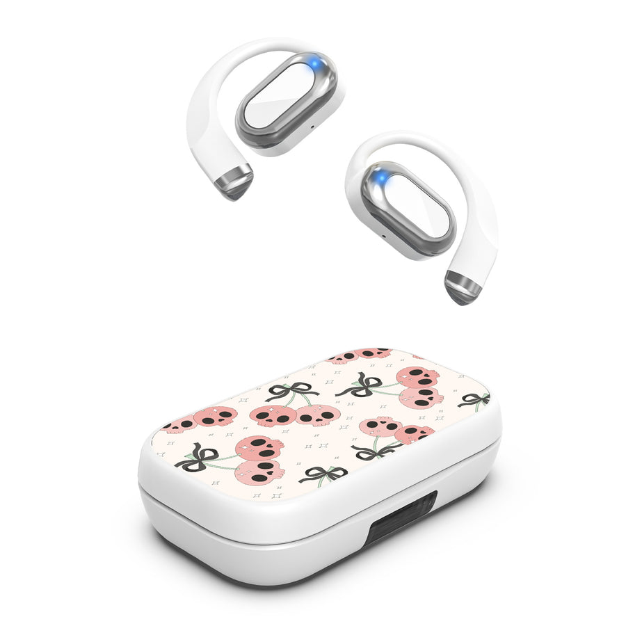 MyBat Design Lab Open-Ear Earbuds XL - White - Cherry Skulls - MFHSBTST272-408-2.jpg