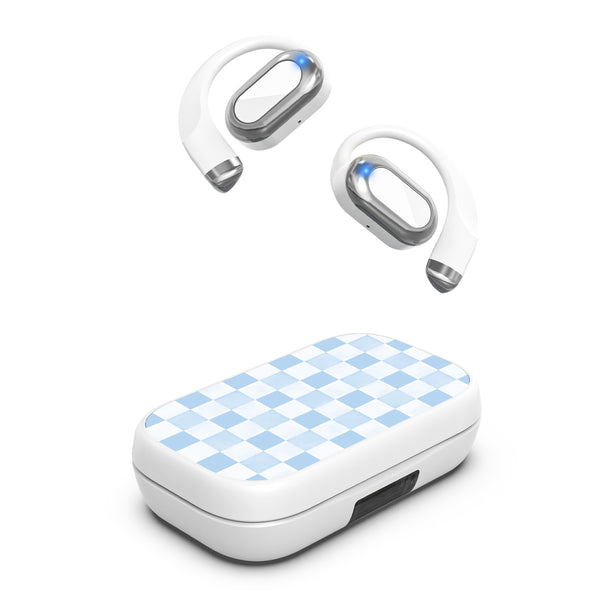 MyBat Design Lab Open-Ear Earbuds XL - White- Sky Blue Check - MFHSBTST272-478-2.jpg