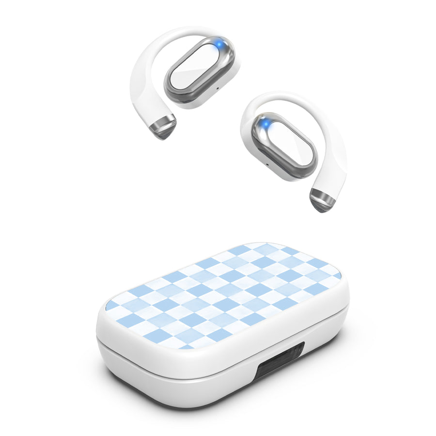 MyBat Design Lab Open-Ear Earbuds XL - White- Sky Blue Check - MFHSBTST272-478-2.jpg
