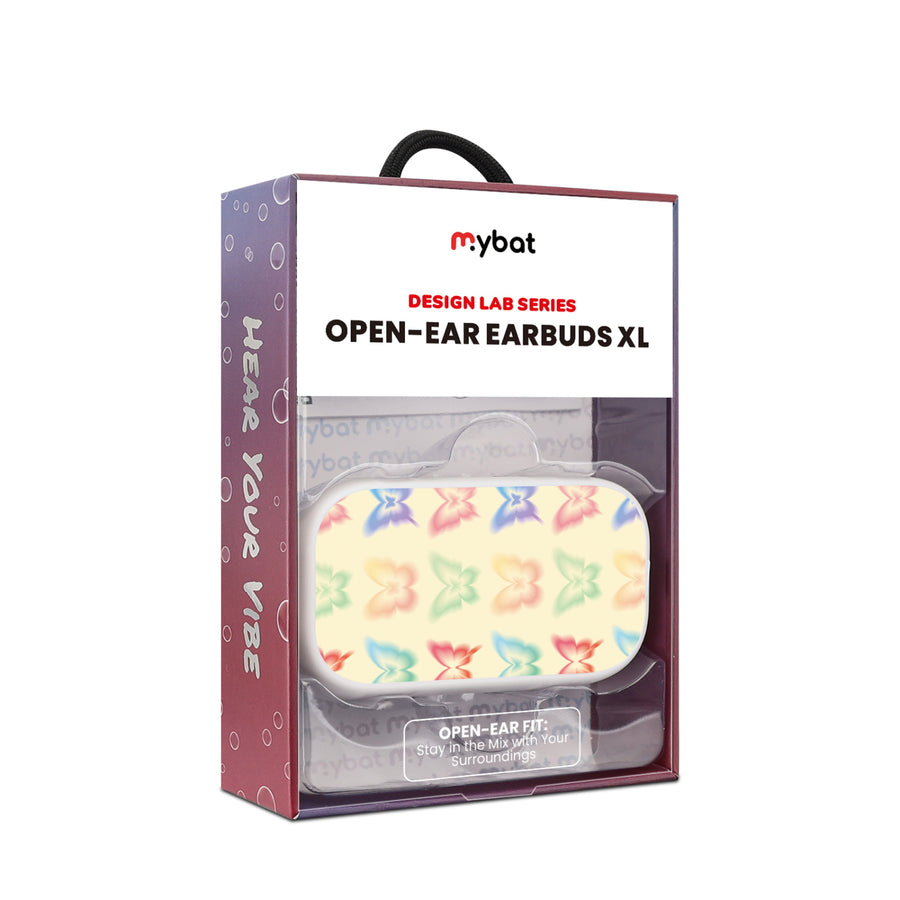 MyBat Design Lab Open-Ear Earbuds XL - White- Technicolor Butterflies - MFHSBTST272-487-10.jpg