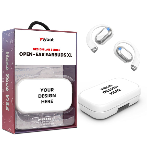 MyBat Design Lab Open-Ear Earbuds XL - White - Custom Prints Only (No Blanks) - MFHSBTST272-CC-1.jpg