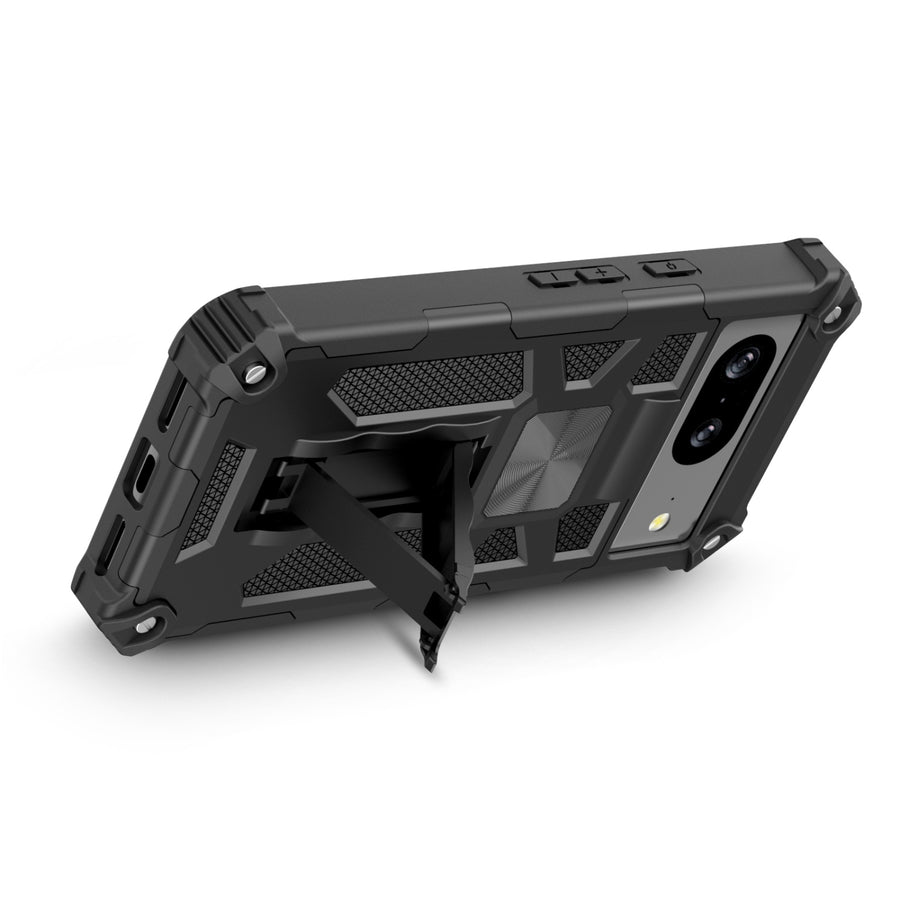 MyBat Sturdy Hybrid Protector Cover (with Stand) for Google Pixel 8 - Black / Black - MGP8CSFSSS001-7.jpg