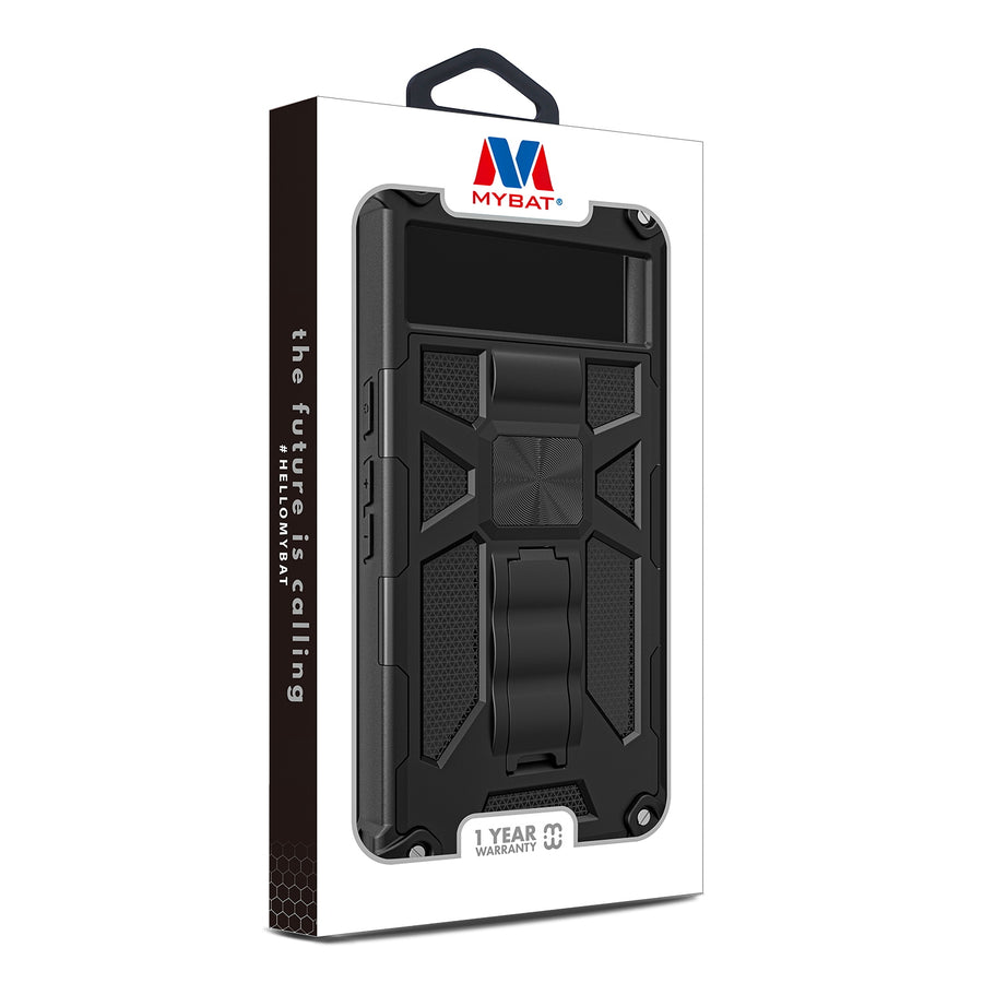 MyBat Sturdy Hybrid Protector Cover (with Stand) for Google Pixel 8 Pro - Black / Black - MGP8PCSFSSS001-10.jpg