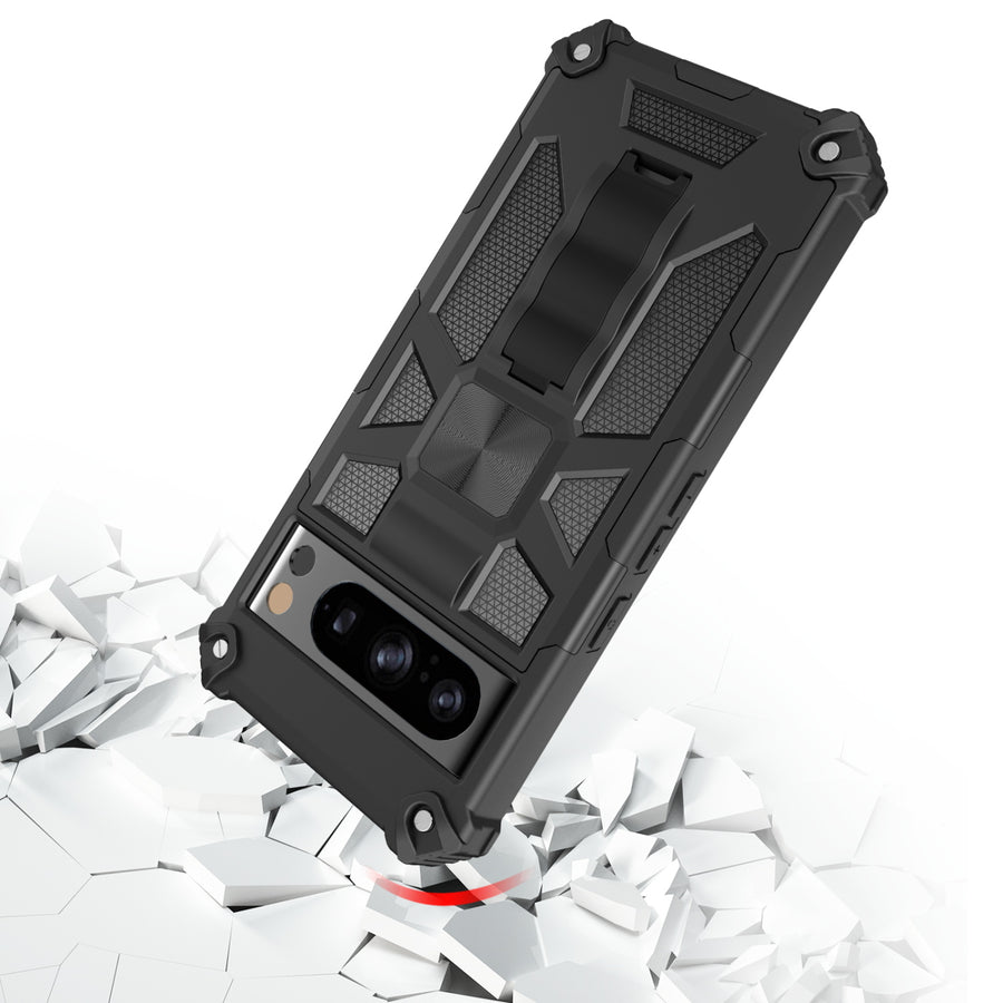 MyBat Sturdy Hybrid Protector Cover (with Stand) for Google Pixel 8 Pro - Black / Black - MGP8PCSFSSS001-5.jpg