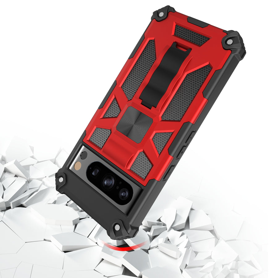 MyBat Sturdy Hybrid Protector Cover (with Stand) for Google Pixel 8 Pro - Red / Black - MGP8PCSFSSS003-5.jpg