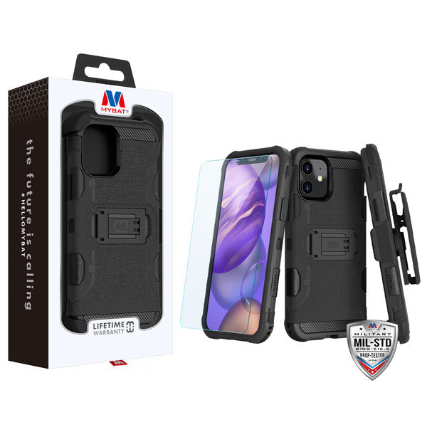MyBat 3-in-1 Storm Tank Hybrid Protector Case Combo (with Black Holster) for Apple iPhone 12 mini - Black / Black - MIP12CS3NMS001-1.jpg